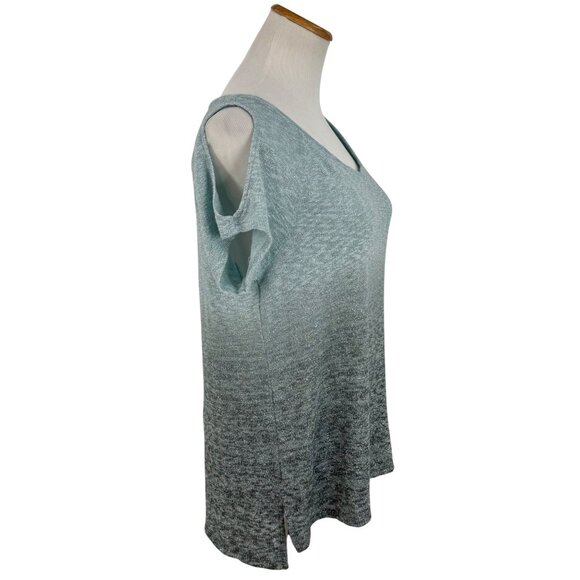 Juicy Couture Blue & Silver Metallic Ombre Cold Shoulder Knit Top Glam Croquette - Picture 8 of 13